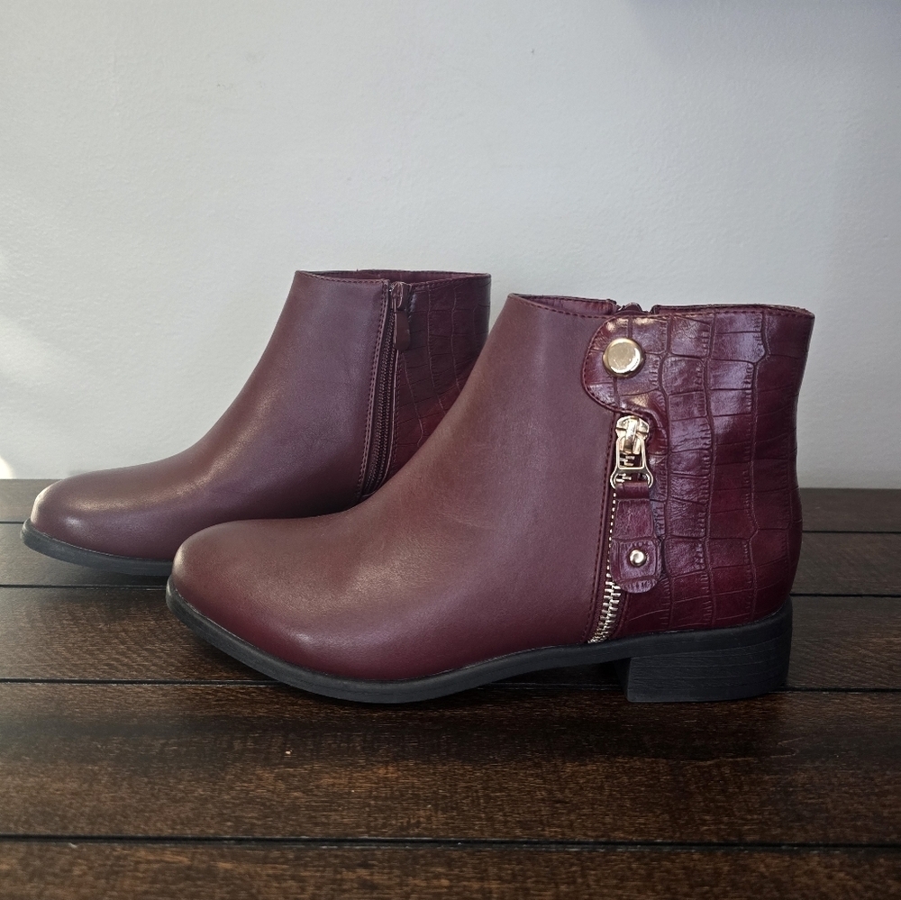 Patrizia By Spring Step Maroon Ankle Boots Size 5.5 EU 36